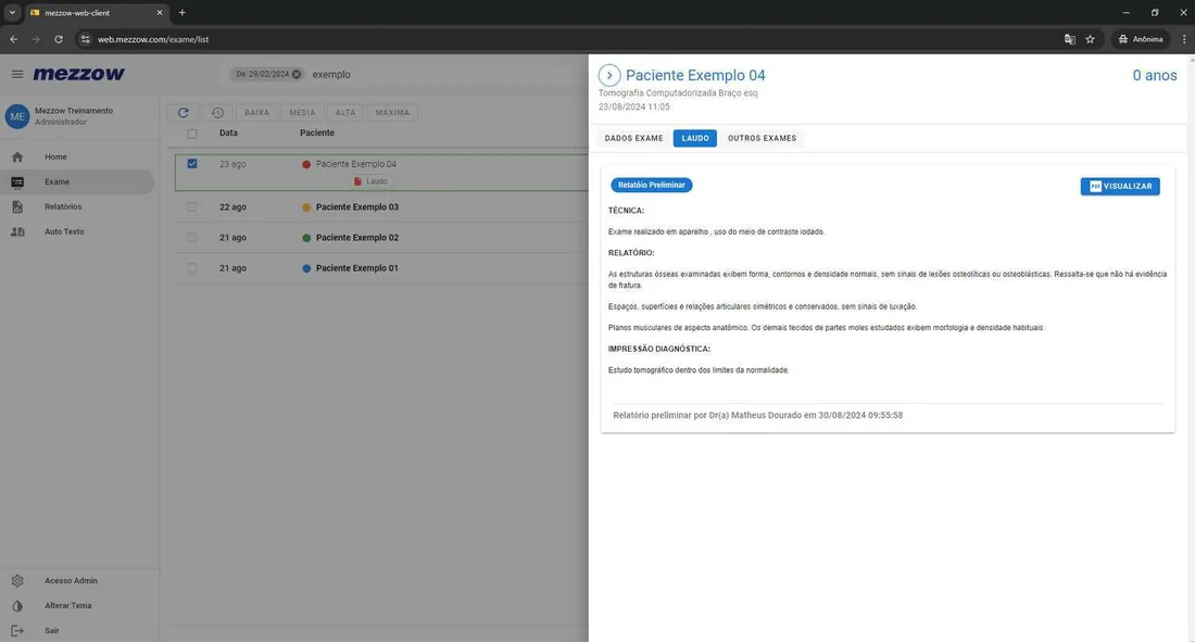 Relatório preliminar disponível para visualização
